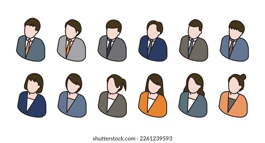 Vector illustration avatar set of business people. Isometric icon set.