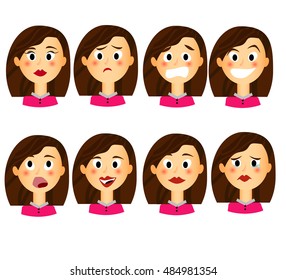 vector illustration . avatars set collection of women's faces and emotions.
