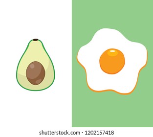 vector illustration of avocado and egg background. food background. healthy eating. 