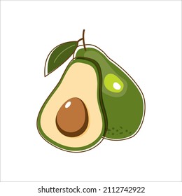 Vector illustration of avocado. The avocado in flat style. Illustration of fruit.