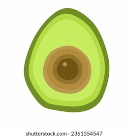 Ilustración vectorial del aguacate, vista frontal con・sliced medio del aguacate aislado de fondo blanco 