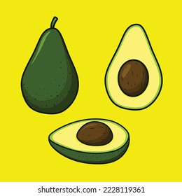 ilustración vectorial de fruto aguacate