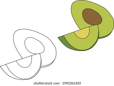 Vector illustration with avocado. Icon. Healthy, organic food. Isolated symbol