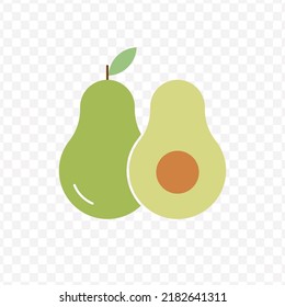 Ilustración vectorial del símbolo y símbolo del icono de aguacate. iconos coloreados para el diseño de sitios web .Diseño simple sobre fondo transparente (PNG).