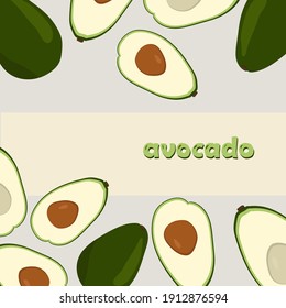 vector illustration with avocado image and place for text, template for design