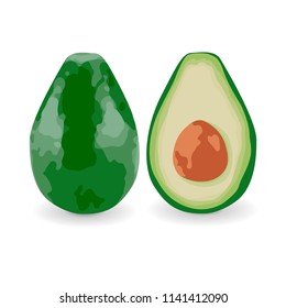 Vector illustration of avocado isolated on white background