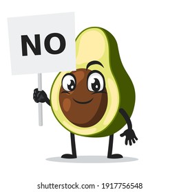 Vektorgrafik von Avocado-Maskottchen oder Zeichen, die Zeichen enthalten, sagt nein