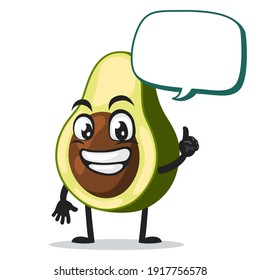 vector illustration of avocado mascot or character holding blank red scroll
