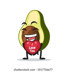 vector illustration of avocado mascot or character give love symbol and says i love you