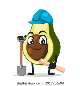 ilustración vectorial de la mascota de aguacate o del personaje con traje de constructor