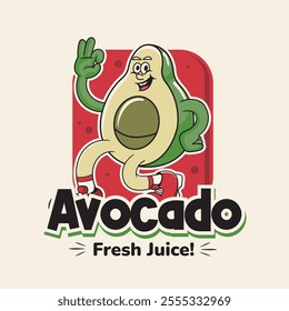 Vector Illustration of Avocado Mascot with Retro Mascot Illustration Available for Logo Badge