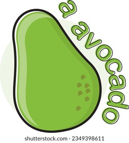 vector illustration of a avocado. Avocado  (Persea americana) is a medium-sized, evergreen tree in the laurel family (Lauraceae). Good for farming logo,restaurant, education and learning for children