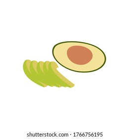 Vector illustration of an avocado slice with transparent background