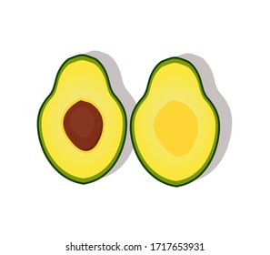 Vector illustration of avocado slices on a white background