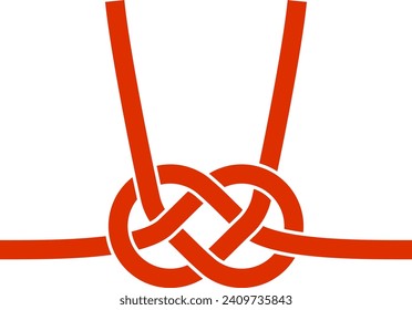 Vector Illustration of Awabi and Awaji Knot Mizuhiki Ribbon (paper strings tied around a wrapped gift)
