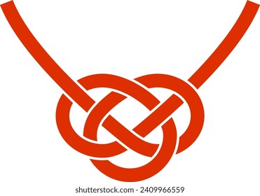 Vector Illustration of Awabi and Awaji Knot Mizuhiki Ribbon (paper strings tied around a wrapped gift)
