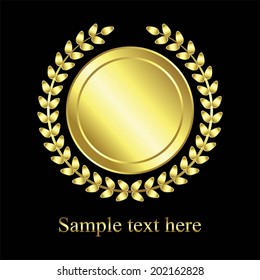 Vector illustration of The award, gold on black background