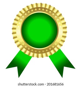 Vector illustration of Award with green ribbon