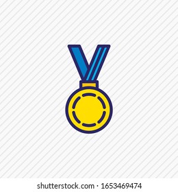 Ilustración vectorial de la línea coloreada con icono de premio. Un bello elemento atlético también puede ser usado como elemento icono de medalla.