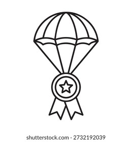 A vector illustration of an award ribbon featuring a parachute design, symbolizing achievement and success.