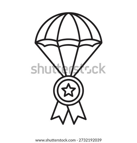 A vector illustration of an award ribbon featuring a parachute design, symbolizing achievement and success.