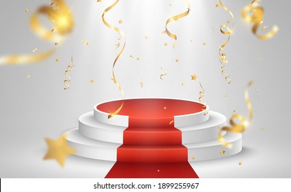 Vector Illustration For Award Winners. Pedestal Or Platform For Honoring Prize Winners.