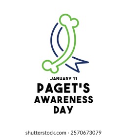 Vector Illustration of Paget’s Awareness Day. Ribbon and bone icon. January 11. Eps 10.