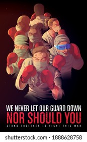 vector illustration of an awareness poster to encourage the healthcare workers who risk their lives at the frontline during the pandemic crisis