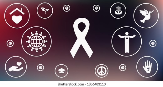 vector illustration for awareness ribbon and charity symbols on blurred background