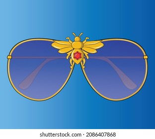 Ilustración vectorial de las gafas de sol Awesome Bee. 
