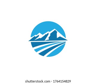 Una ilustración vectorial del increíble y simple logo de la montaña azul