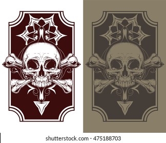 A vector illustration of Awesome tattoo skull and bones set