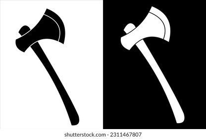 vector illustration of an ax in black and white colors