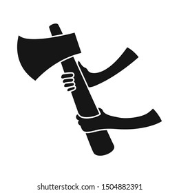 Vector illustration of ax and fireman symbol. Web element of ax and safety stock symbol for web.