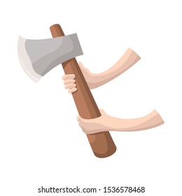 Vector illustration of ax and fireman symbol. Web element of ax and hand stock symbol for web.