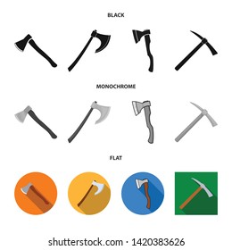 Vector illustration of ax  and hammer logo. Set of ax  and chopping stock symbol for web.