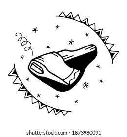 Vector illustration with an ax. Isolated on a white background. Cute doodle illustrations.