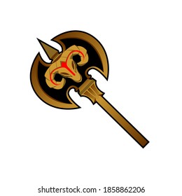 vector illustration of ax with skull