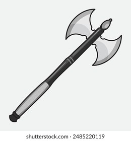 Hacha de Ilustración vectorial. Diseño de Vector Battle Axe. Ilustración de diseño de dibujos animados y Vector para Sitio web, digital e impreso
