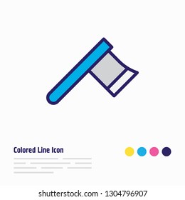 Vector illustration of axe icon colored line. Beautiful construction element also can be used as hatchet icon element.