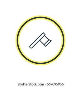 Vector Illustration Of Axe Outline. Beautiful Structure Element Also Can Be Used As Hatchet Element.