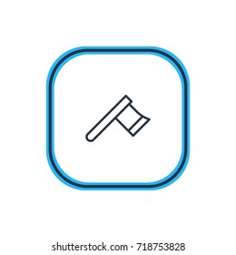 Vector Illustration Of Axe Outline. Beautiful Industry Element Also Can Be Used As Hatchet Element.