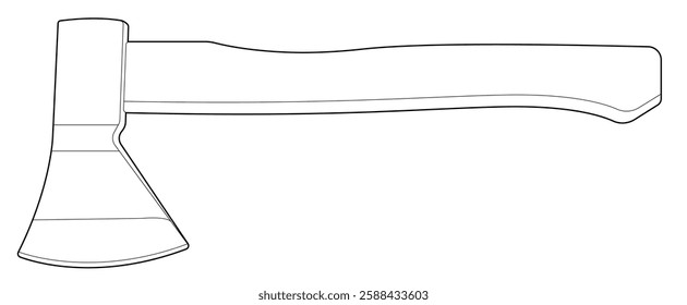 Vector illustration of an axe outline. Black line. Coloring page.
