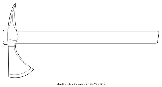 Vector illustration of an axe outline. Black line. Coloring page.