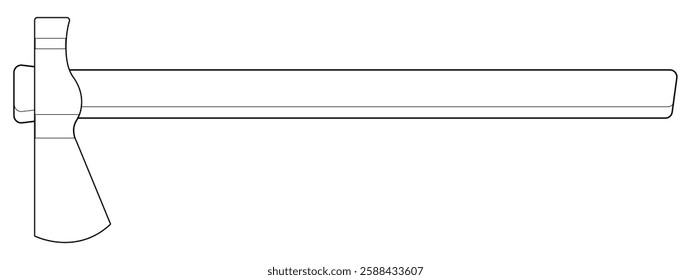 Vector illustration of an axe outline. Black line. Coloring page.