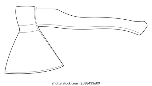 Vector illustration of an axe outline. Black line. Coloring page.