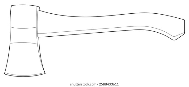 Vector illustration of an axe outline. Black line. Coloring page.