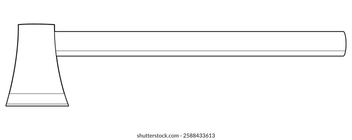 Vector illustration of an axe outline. Black line. Coloring page.