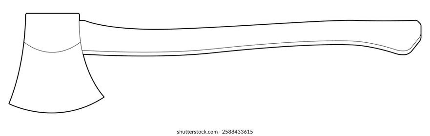 Vector illustration of an axe outline. Black line. Coloring page.