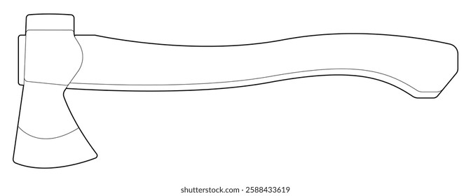 Vector illustration of an axe outline. Black line. Coloring page.